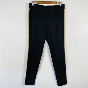 Cache Pants Large Side Stripe Pull On Skinny Stretch Black Tan